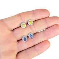 Brinco joia pequeno princesa tanzanita prata925