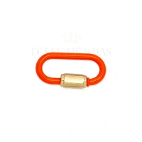 Mosquetao Esmaltado Laranja Ouro (abre e fecha)