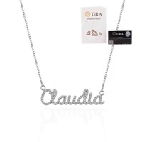 Colar joia nome personalizado cravejado em moissanites prata925