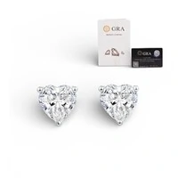 Brinco joia coração solitário 1.60ct (6mm) Moissanite prata925