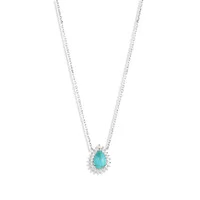 Colar gota turquesa natural volta cravejada prata925