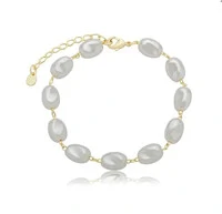 Pulseira clássica pérolas banho de ouro18k