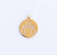 Pingente Medalha Signo Cravejada Ouro18k