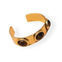Bracelete Gaia boho tartaruga 3 pedras ouro18k