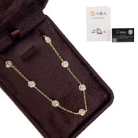 Colar pontos de luz espaçados moissanite 0.5ct 5mm prata925 ouro18k
