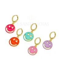 Argola Smile / Sorriso Esmaltada Ouro (escolha a cor) (unitaria)