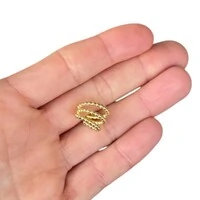 Brinco piercing bolinhas três voltas regulável ouro18k