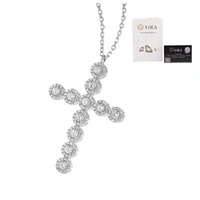 Colar crucifixo solitários com volta cravejada em moissanites 1.48ct prata925