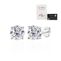 Brinco joia solitário moissanite 3.5ct (8mm) prata925