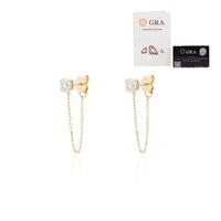 Brinco joia solitário moissanite fio 1.02ct 5.5mm prata925