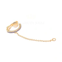 Piercing Cravejado Safira com Fio Ouro