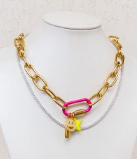 Mosquetao Esmaltado Pink Ouro (abre e fecha)
