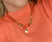 Mosquetao Esmaltado Laranja Ouro (abre e fecha)