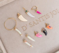 Pingente Dente Rosa Rainbow Ouro