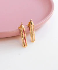 Brinco Lapis Cravejado Ouro18k