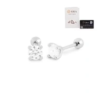 Brinco e piercing solitário moissanite tarraxas baby prata925