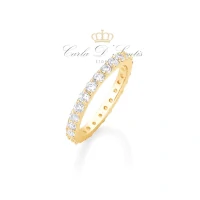 Aliança Cravejada inteira Ouro18k