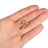 Brinco piercing três tubos regulável ouro18k