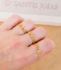 Anel Corrente Grumet com Letra ouro18k ajustavel sob encomenda