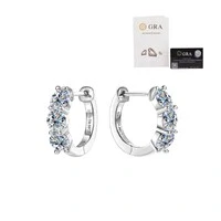 Brinco argola click 1cm três solitários 1.8ct (4mm) moissanite