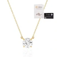 Colar joia solitário ponto de luz 1.73ct (8mm) moissanite prata925