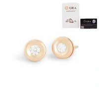 Brinco joia botão solitário moissanite 1.55ct (8mm) prata925 ouro18k