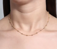 Colar e choker bolinhas intercaladas ouro18k