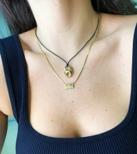 Colar Fio Preto Pingente Sodacap Ouro18k