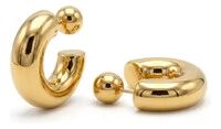 Brinco argola puff reversa ouro