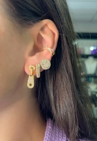 Brinco Ziper Cravejado Ouro18k