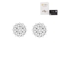 Brinco cluster floral moissanite 0.93ct prata 925