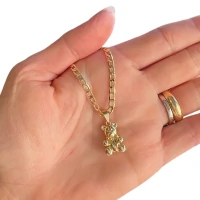 Colar urso Teddy corrente groumet liso Ouro18k