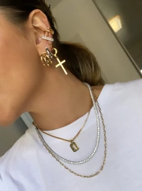 Pingente Cruz Lisa Grande Ouro18k