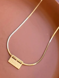 Colar Malha Plaquinha Hope ouro 18k
