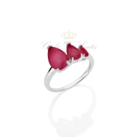 Anel tres gotas safira pink (rosa) prata925