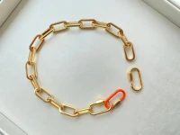 Mosquetao Esmaltado Laranja Ouro (abre e fecha)