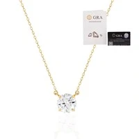 Colar joia solitário ponto de luz 0.96ct (6,5mm) moissanite prata925
