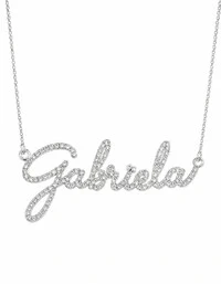 Colar joia nome personalizado cravejado prata925