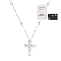 Colar joia moissanite crucifixo com solitarios ponto luz 4mm 0.35ct prata925