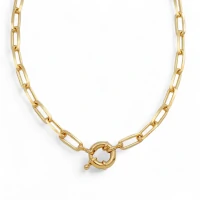 Colar corrente elos retangulares clássico 49cm com fecho boia ouro18k