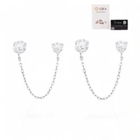 Brinco joia solitários com fio moissanite 2.2ct (6mm) prata925