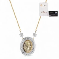 Colar joia medalha nossa senhora das graças moissanite com florzinhas prata925 ( escolha o tamanho)