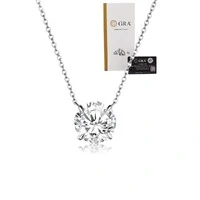 Colar joia solitário ponto de luz 1.73ct (8mm) moissanite prata925