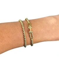 Pulseira boho bolinhas com elos tif. ouro18k