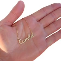 Colar joia nome personalizado cravejado em moissanites prata925