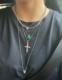 Pingente Cruz Bold cravejada Rodio