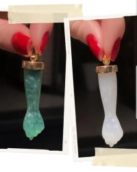 Pingente Figa Grande Esmalte Marfim ou Verde (escolha a cor)