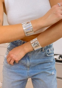 Bracelete Cuff minimalista rodio 4cm
