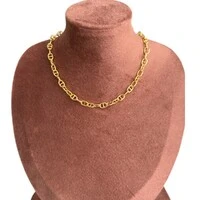 Colar e choker corrente elo equestrian banho de ouro18k
