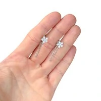 Brinco joia flor 7mm com fio prata925